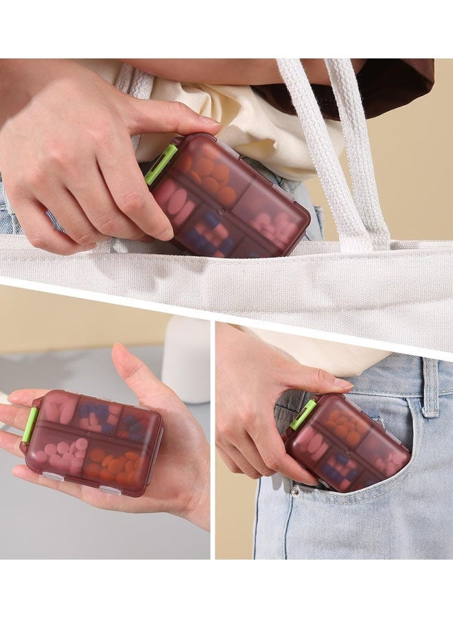 علبة تنظيم حبوب السفر (قطعتان)، حافظة حبوب محمولة، موزع حبوب، منظم حبوب سفر أسبوعي صغير لمدة 7 أيام مع 10 أقسام لأدوية مختلفة، فيتامينات، زيت السمك - Image 4